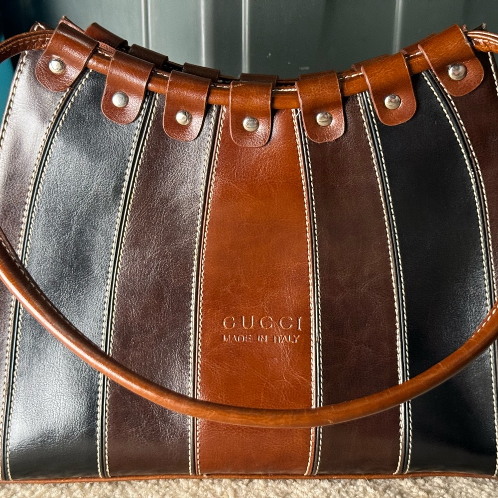 Gucci Tan and Dark Brown Leather Accent